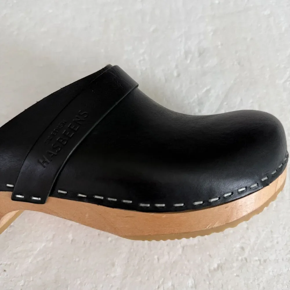 Size 7.5 - New Swedish Hasbeens Swedish Husband Clog Size 38 Women Black - Picture 11 of 11